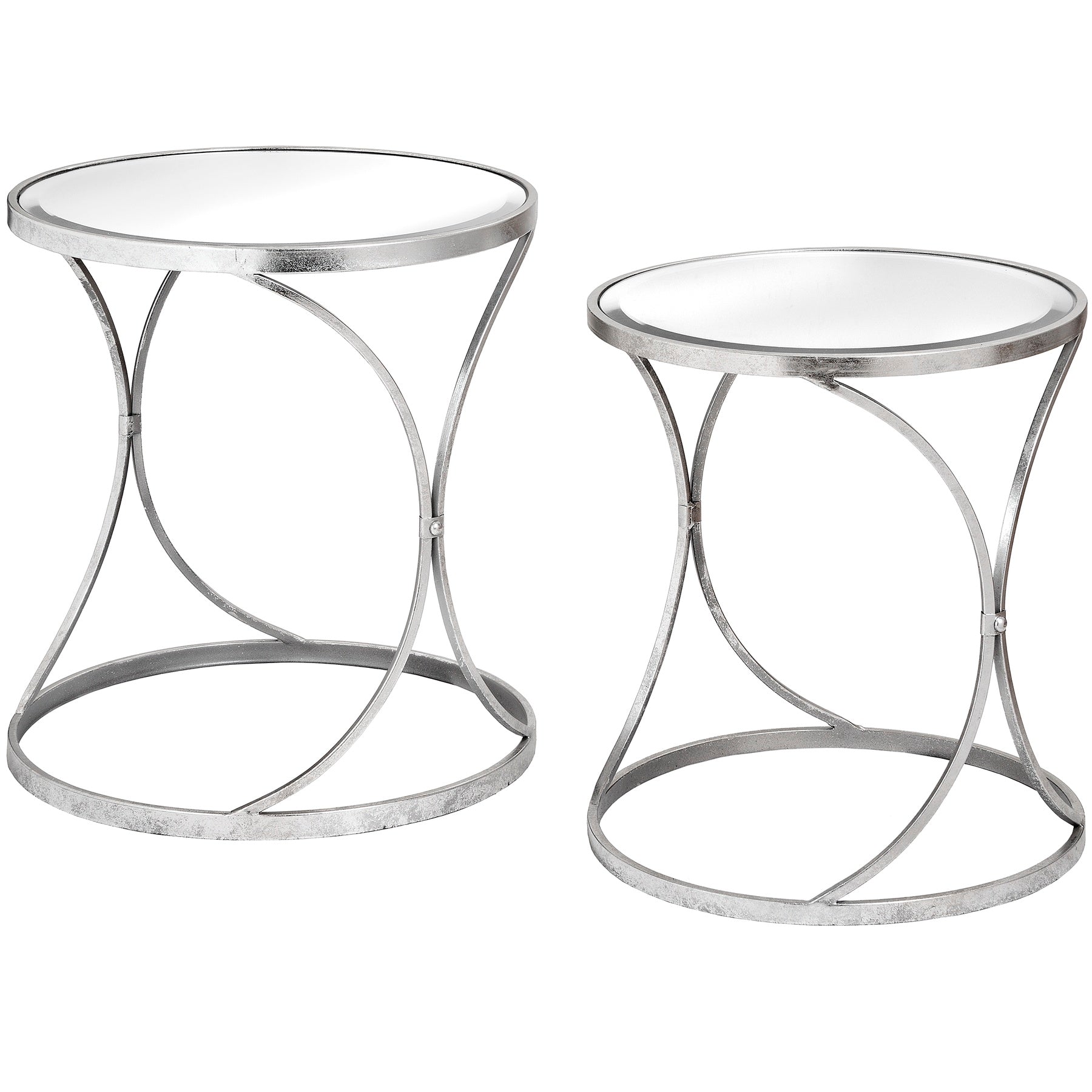 Silver Curved Design Set Of 2 Side Tables - Red Ross Retail-Furniture Specialists 