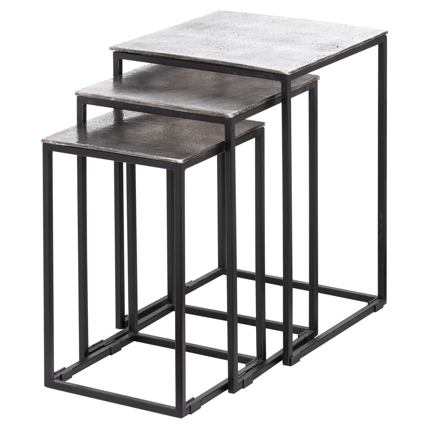 Farrah Collection Silver Nest Of Three Tables - Red Ross Retail-Furniture Specialists 