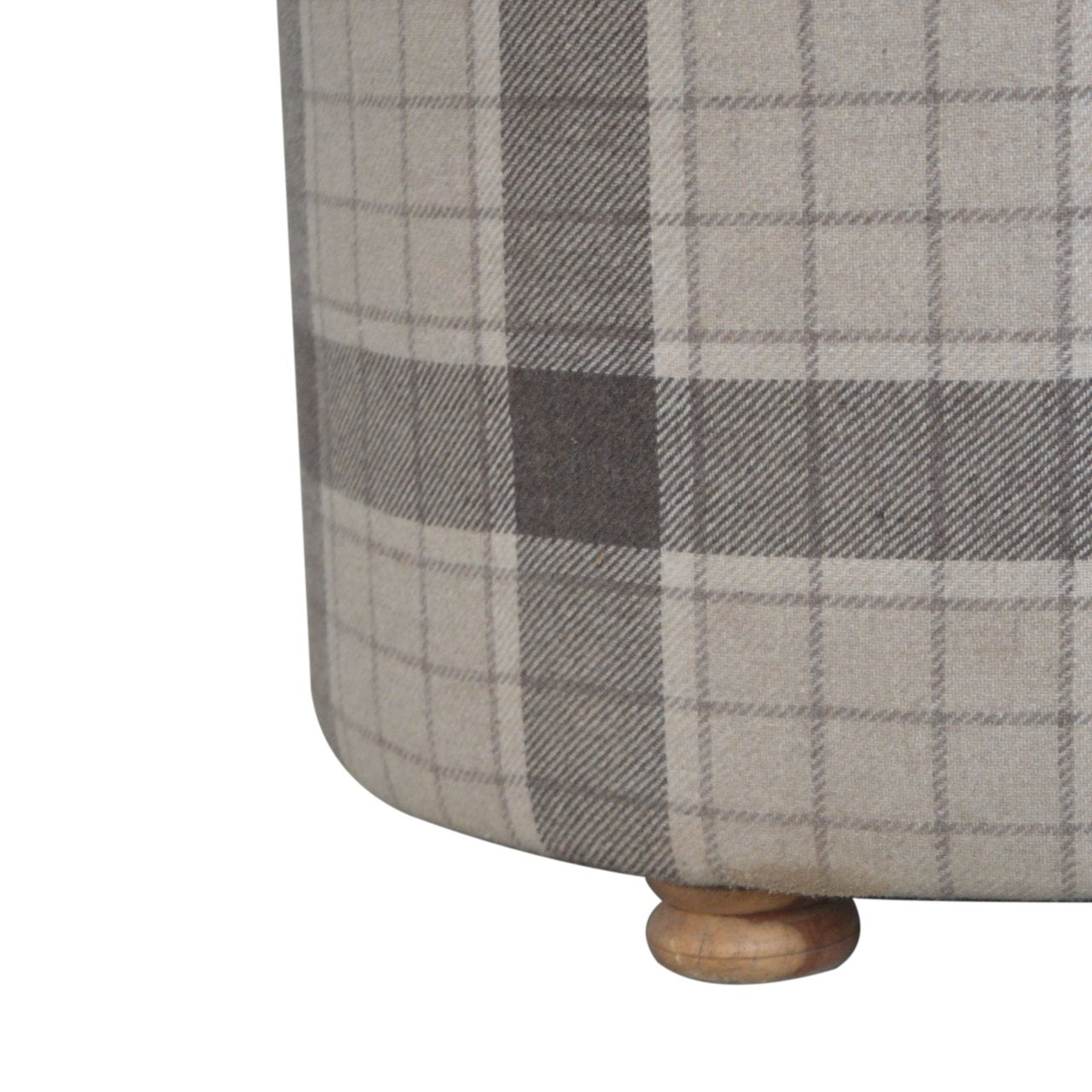 Deep Button Round Checked Footstool - Red Ross Retail-Furniture Specialists 