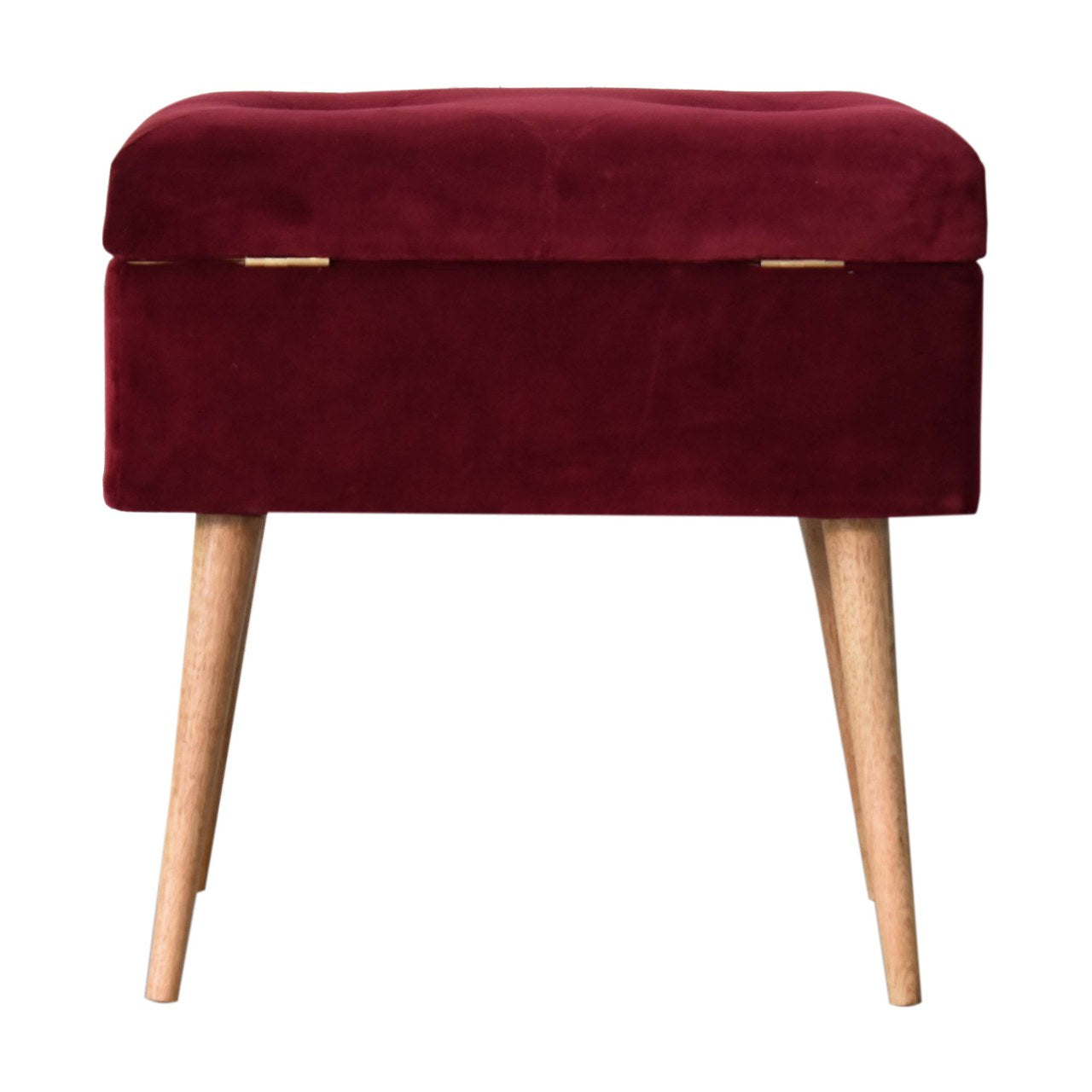 Wine Velvet Lid-up Footstool - Red Ross Retail-Furniture Specialists 