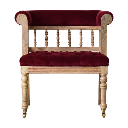 Wine Red Mini Deep Button Hallway Chair - Red Ross Retail-Furniture Specialists 
