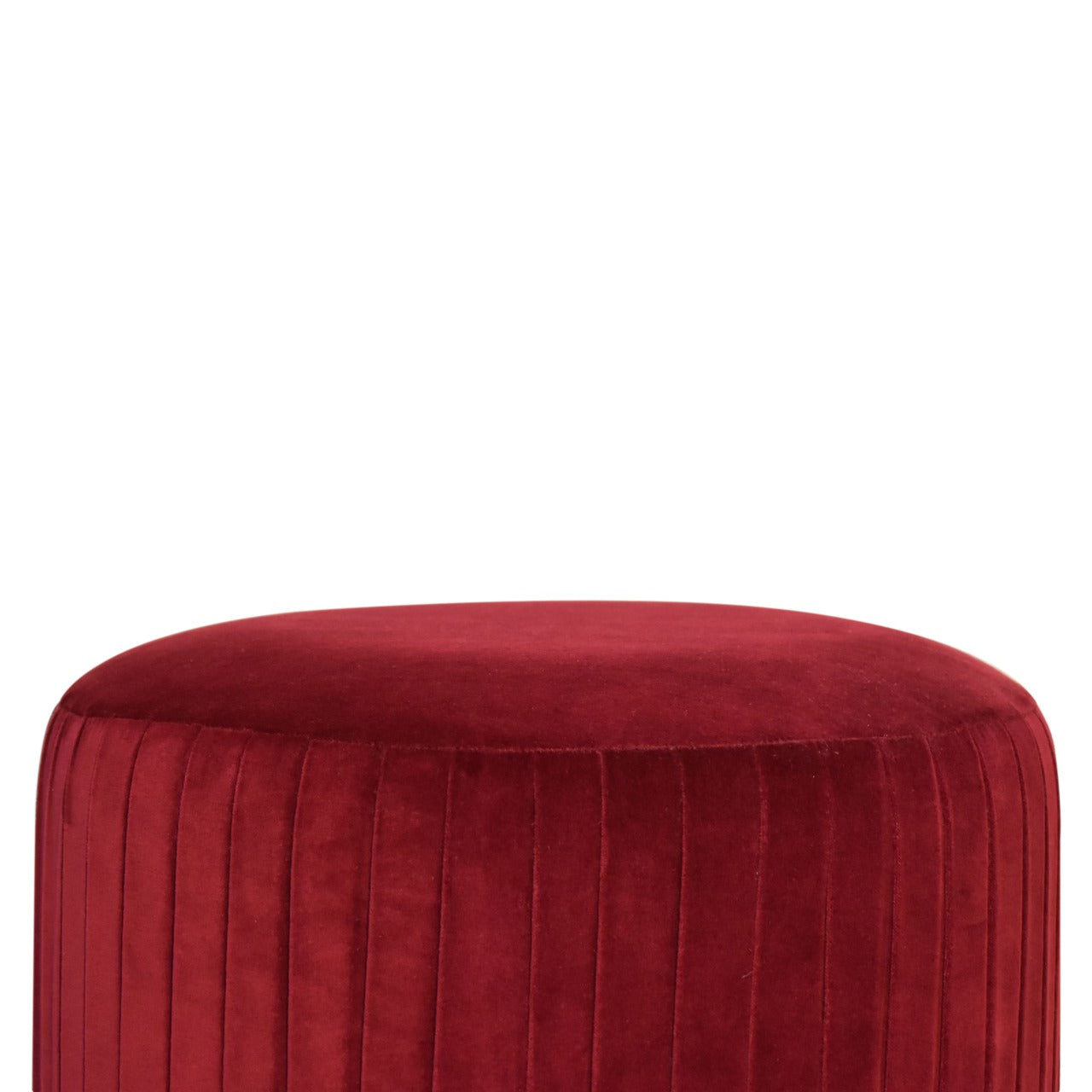 Wine Red Cotton Velvet Pleated Footstool with Gold Base - Red Ross Retail-Furniture Specialists 