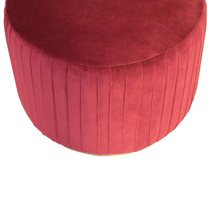 Wine Red Cotton Velvet Pleated Footstool with Gold Base - Red Ross Retail-Furniture Specialists 