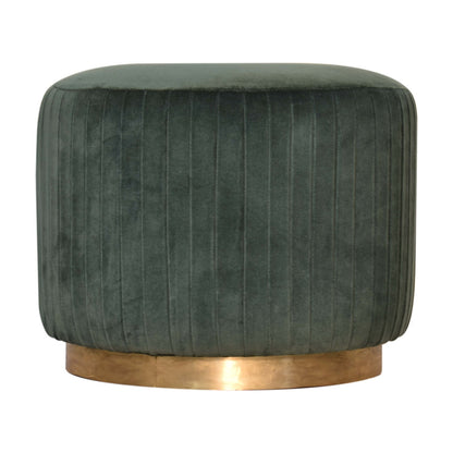 Emerald Green Cotton Velvet Pleated Footstool with Gold Base - Red Ross Retail-Furniture Specialists 