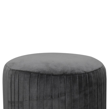 Grey Cotton Velvet Pleated Footstool with Gold Base - Red Ross Retail-Furniture Specialists 