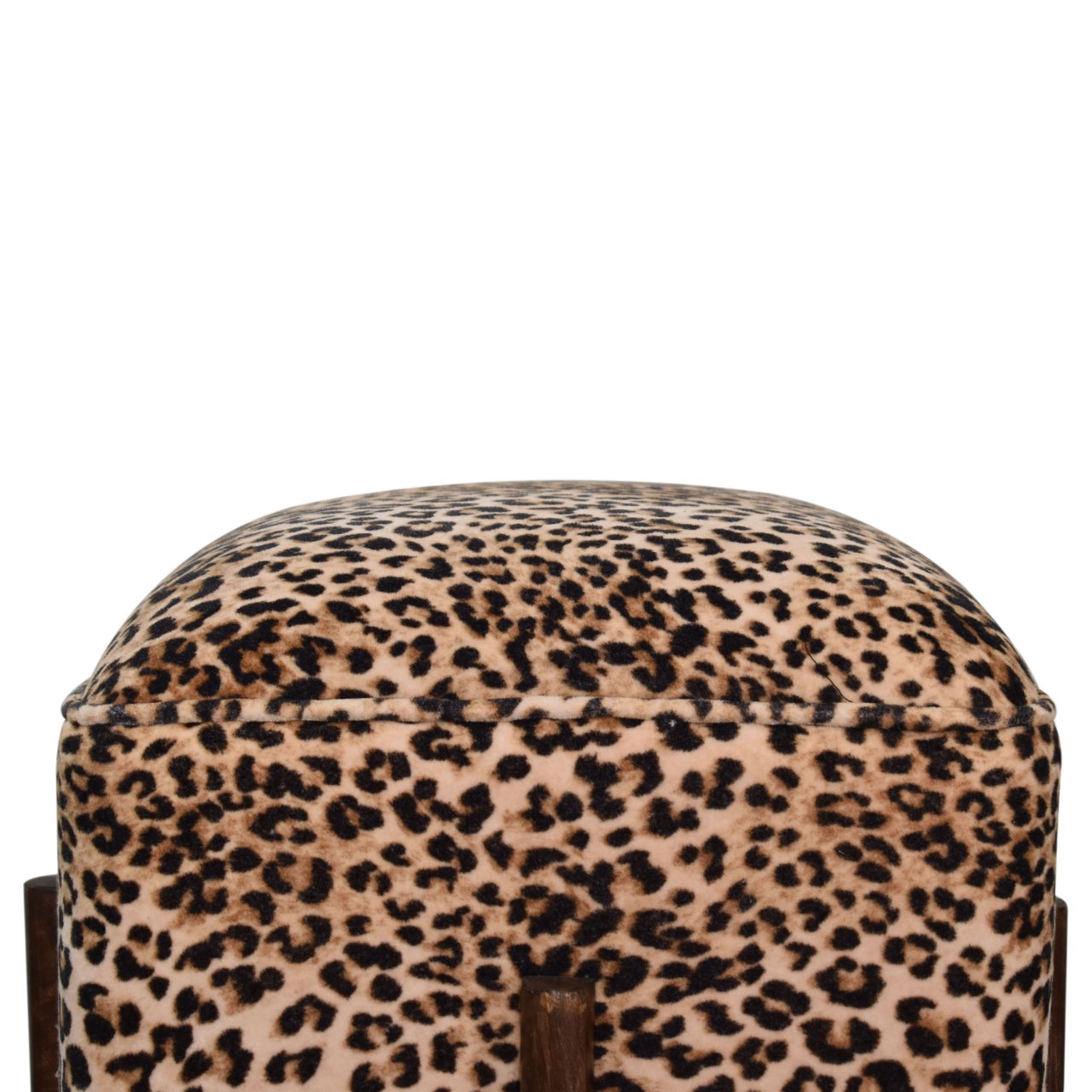 Leopard Print Footstool with Solid Wood Legs - Red Ross Retail-Furniture Specialists 