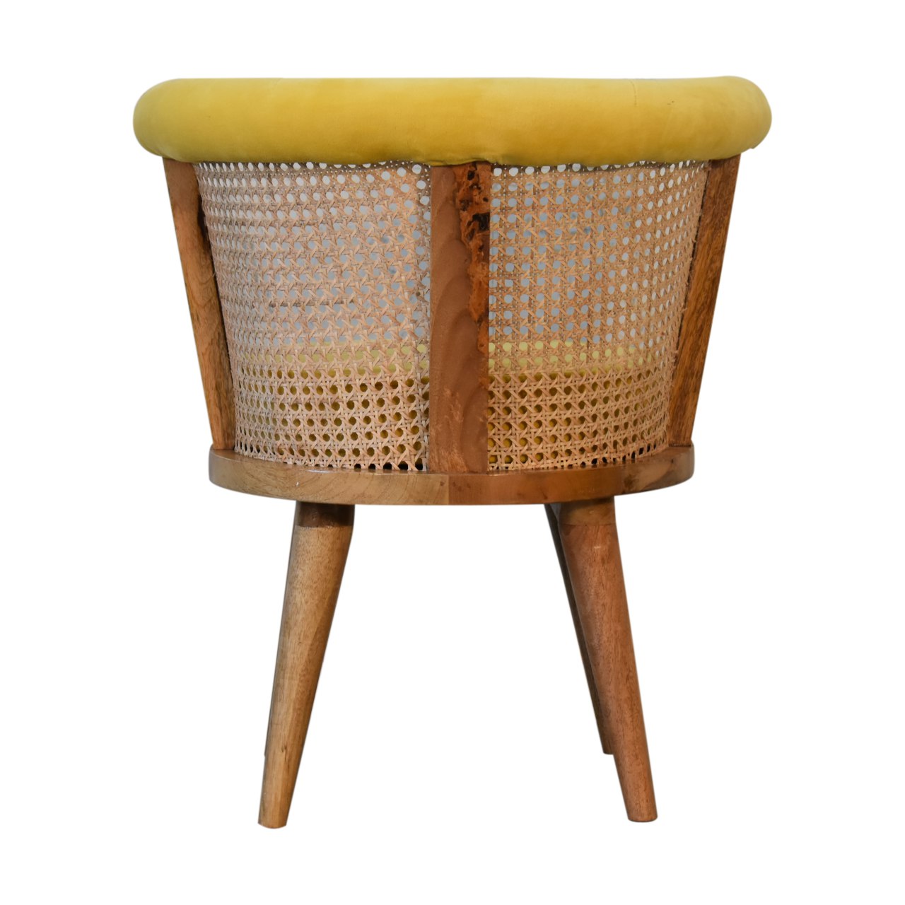Mustard Cotton Velvet Nordic Rattan Chair - Red Ross Retail-Furniture Specialists 