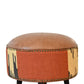 Durrie & Leather Mixed Footstool - Red Ross Retail-Furniture Specialists 