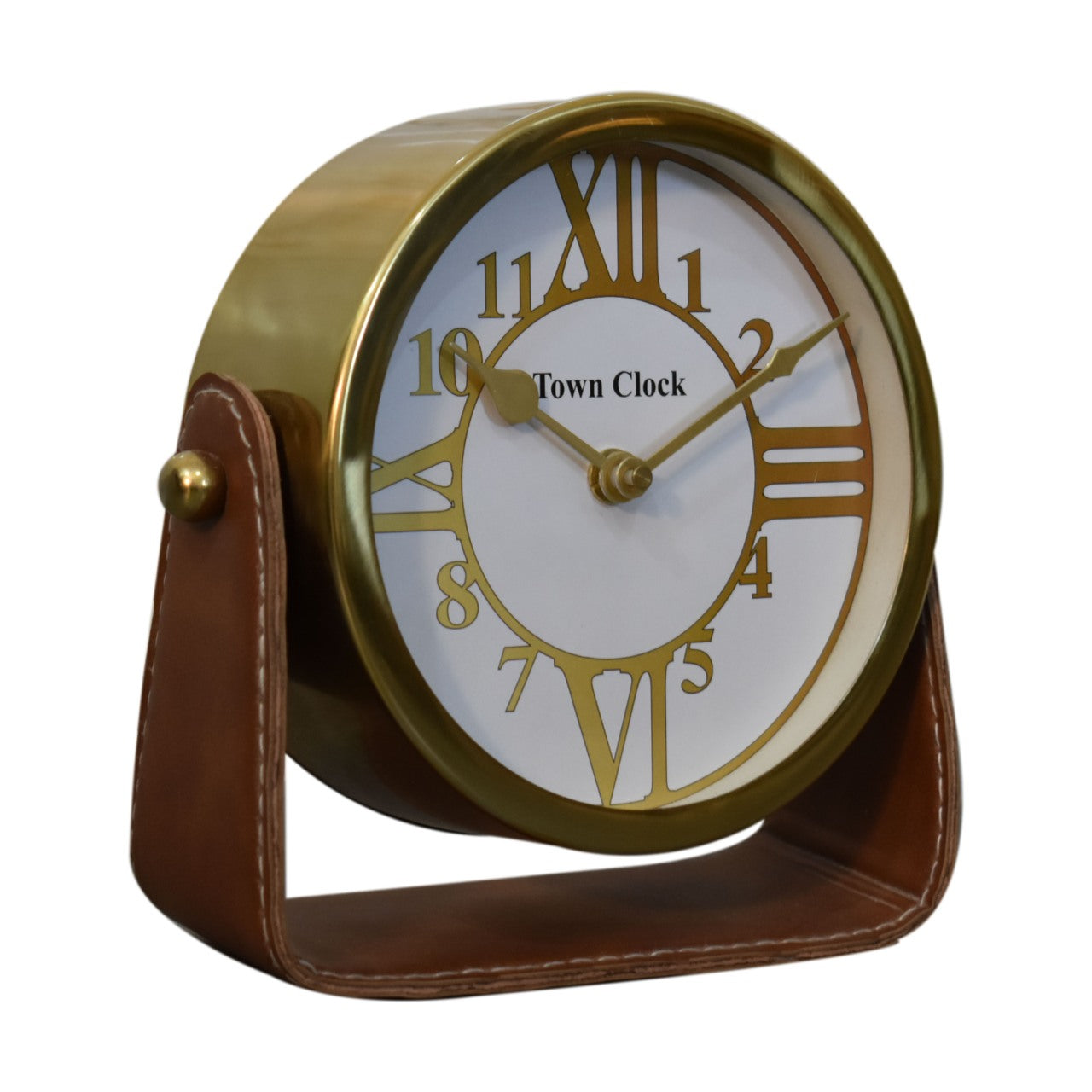 Metal Table Clock with Leather Base - Red Ross Retail-Furniture Specialists 