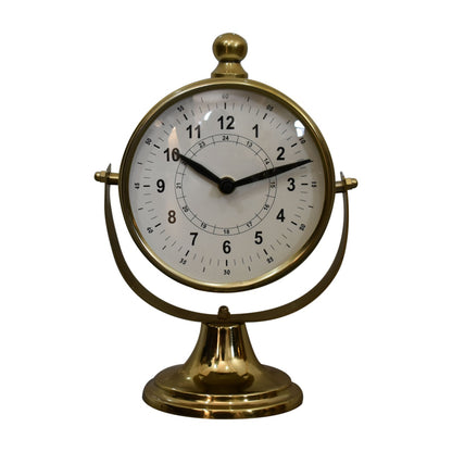 Cream Table Clock with Brass Frame - Red Ross Retail-Furniture Specialists 
