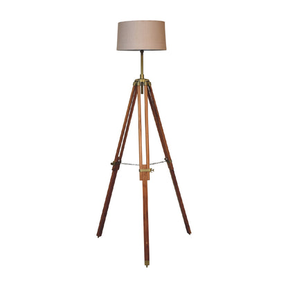 Brass Plated and Wooden Teak Floor Lamp - Red Ross Retail-Furniture Specialists 