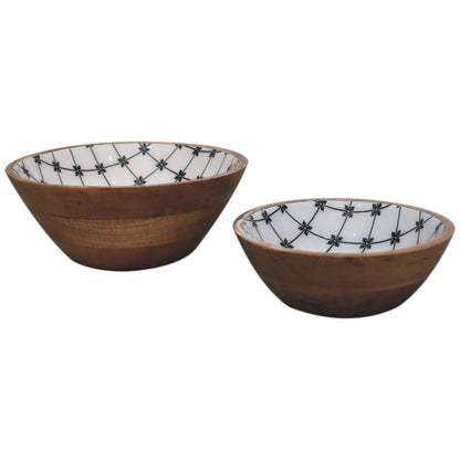 Lacquered Black Flower Bowl Set of 2 - Red Ross Retail-Furniture Specialists 