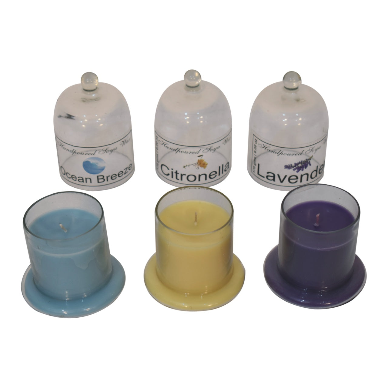 Bell Jar Candle Set of 3 (Ocean Breeze, Citronella, Lavender) - Red Ross Retail-Furniture Specialists 