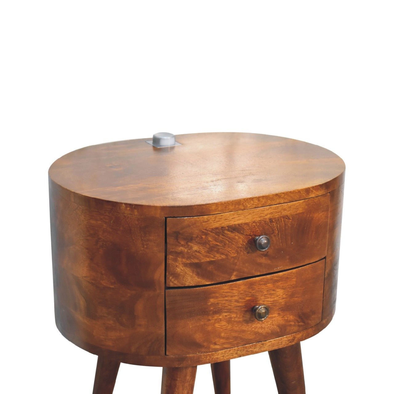 Chestnut Rounded Bedside Table with Reading Light - Red Ross Retail-Furniture Specialists 