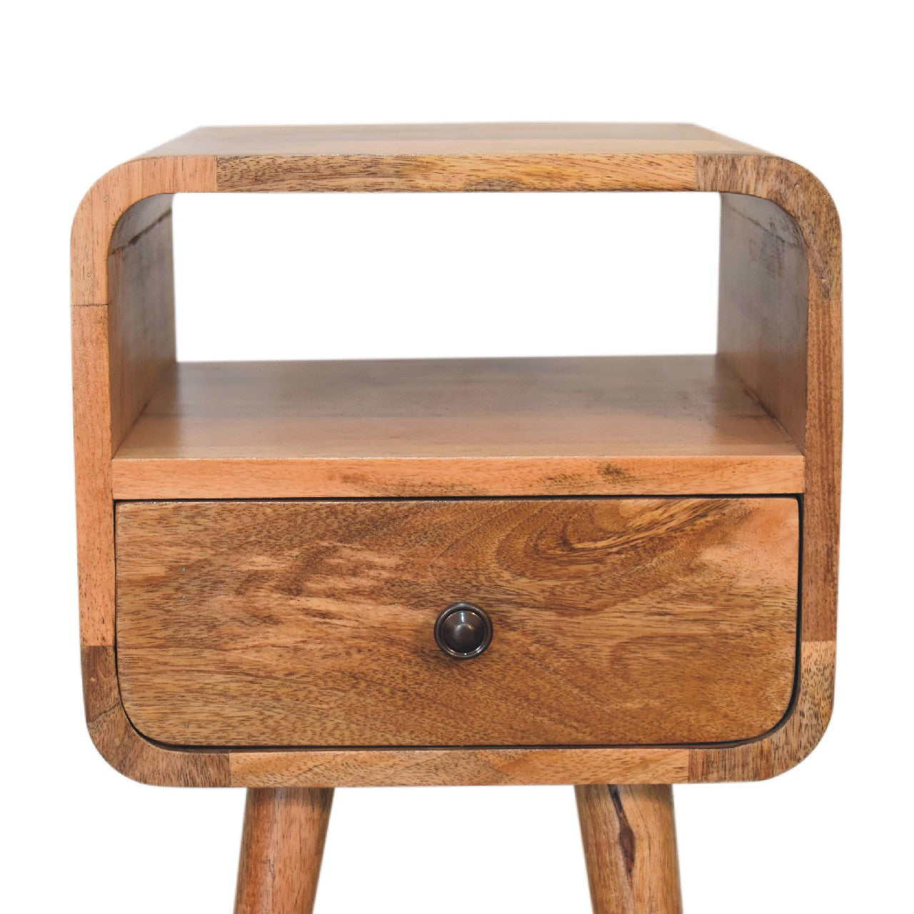 Mini Oak-ish Curved Bedside with Open Slot - Red Ross Retail-Furniture Specialists 