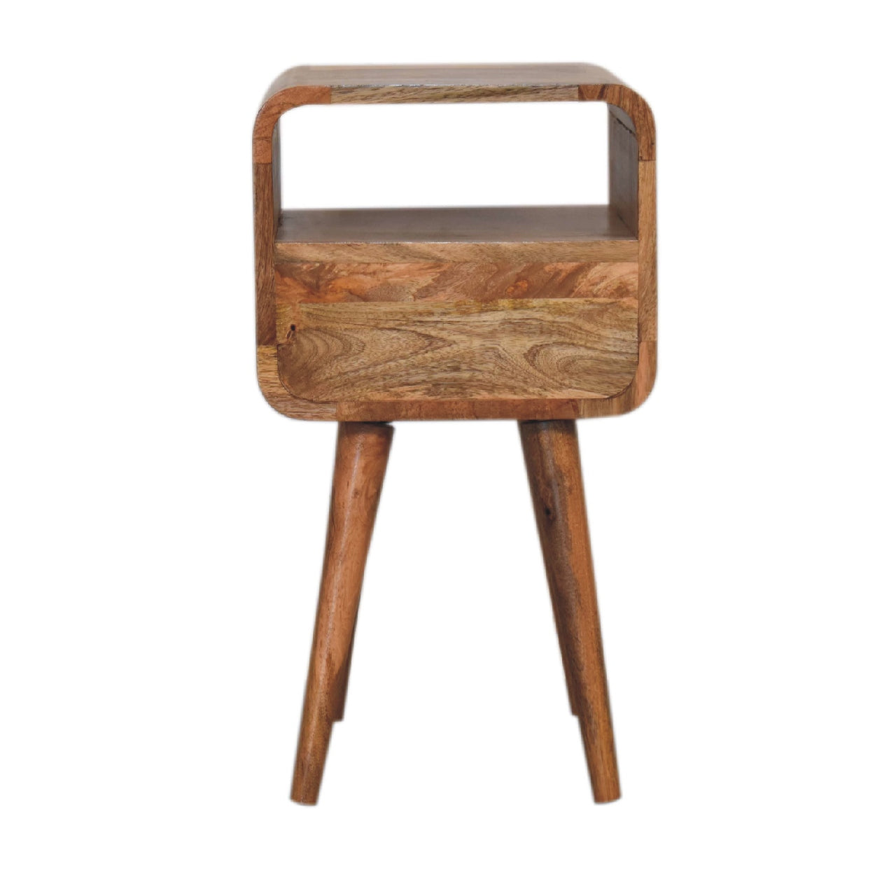 Mini Oak-ish Curved Bedside with Open Slot - Red Ross Retail-Furniture Specialists 